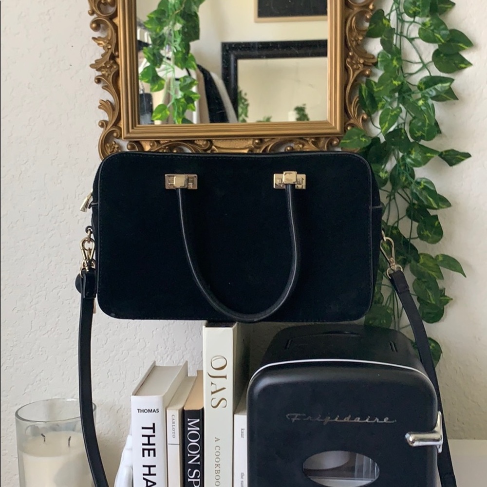 Black Faux Suede Bag
